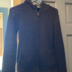 Theory black zip hooded sweater